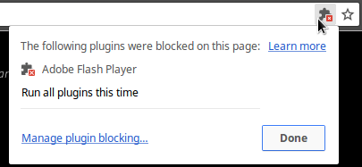 Disabled Plugin pop-up
